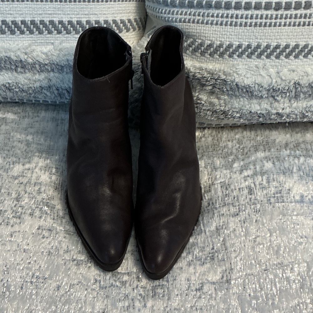 Jennifer Moore Dark Brown Pointed Leather Ankle Booties